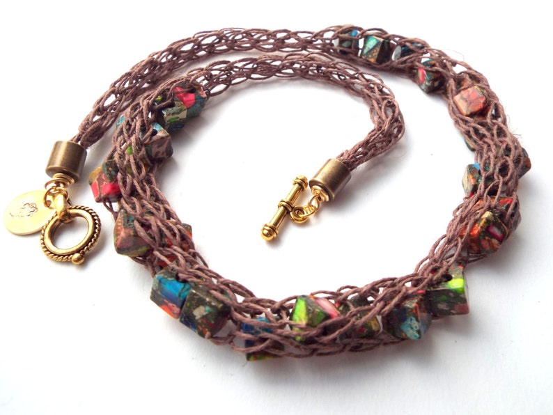 Mardi Gras mixed Impression Jasper Necklace. Gemstone Etsy