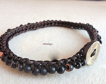 Seed bead  brown crochet  bracelet