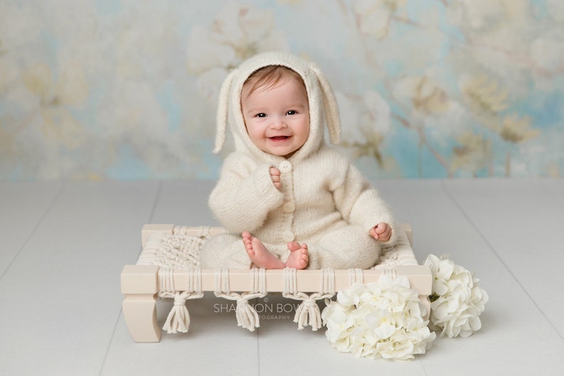 Cream macrame platform photo prop