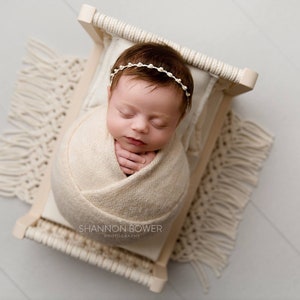 Cream macrame bed, newborn photo prop