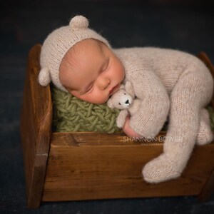 Wooden bed for Newborns, boho bed photo prop, rustic photo prop