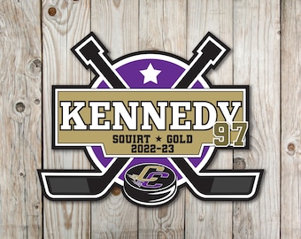 DIGITAL FILE:  Hockey Door Sign >> crossed hockey sticks