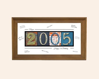 21st Birthday Gift Ideas for Him – Personalized "2005" Photo Guest Book Print