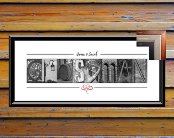 Couples Name Art, Custom Last Name Sign, Alphabet Photography Wall Art, Alphabet Art Photos, Photograph Name Art, Last Name Photo Collage