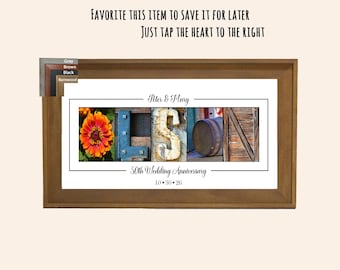 40th Anniversary Gift for Parents, Personalized Last Name Ruby Wedding Alphabet Photography Print