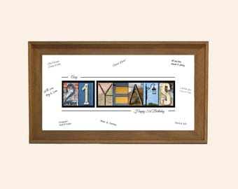 21st Birthday Gifts for Men – Personalized "21 YEARS" Photo Guest Book Print
