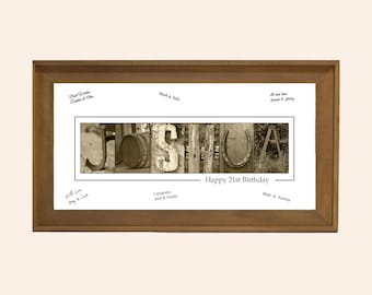 Personalized 21st Birthday Presents for Him – Custom Name Photo Guest Book Print