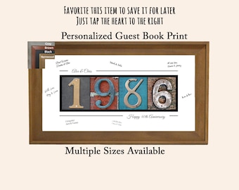 Personalized 40th Anniversary Gift for Parents, Ruby Wedding Guestbook Keepsake