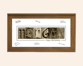 30th Birthday for Her: Custom Name Alternative Guest Book Framed