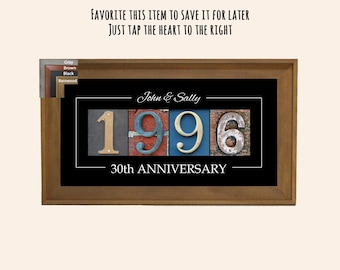 Personalized 30th Wedding Anniversary Gift for Parents, 1996 Pearl Anniversary Gift 30 Year Custom Art