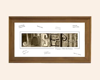 Custom Name 70th Birthday Print — Alternative Guest Book & Gift for Her