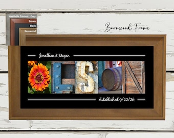 Alphabet Art Name Picture, Letter Picture, Alphabet Picture Wall Art Sign Wedding Gift, Anniversary Gift, Birthday Gift Ideas, Couples Gift