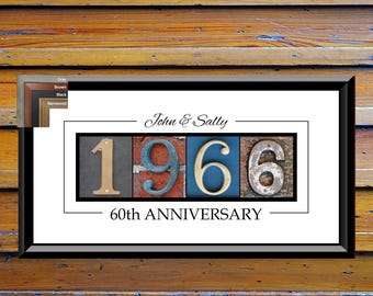 60th Wedding Anniversary Gifts, Gift for Parents, 60th Anniversary Sign, Personalized 60 Year Anniversary Gift Ideas for Wife or Husband