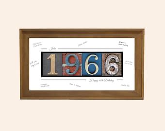 60th Birthday Gift for Her — Party Decoration | Personalized 1966 Framed Guest Book