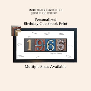 Regalo de 60 cumpleaños para hombre o mujer, decoraciones de cumpleaños / Libro de visitas personalizado / Recuerdo memorable