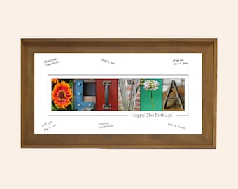 21st Birthday Presents for Her – Custom Name Photo Alternative Guest Book Print