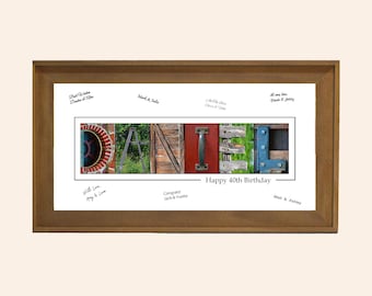 40th Birthday Gift for Him — Custom Name Guest Book Keepsake & Party Decoration