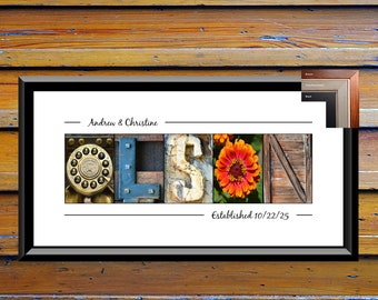 Alphabet Photography Name Sign, Framed Alphabet Name Wall Art, Last Name Picture Sign, Family Name Art, Picture Letters, Last Name In Photos