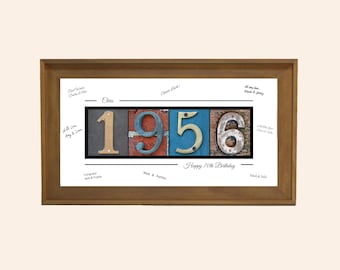 70th Birthday Gifts for Men — Personalized 1956 Alternative Guest Book Print