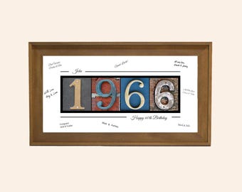 60th Birthday Gift Ideas for Men — Personalized 1966 Sign & Party Decoration | Guest Book Print