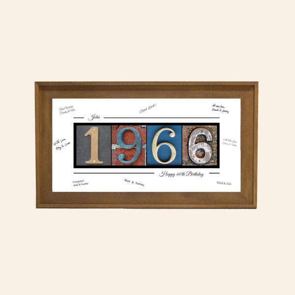 60th Birthday Gift Ideas for Men — Personalized 1966 Sign & Party Decoration | Guest Book Print