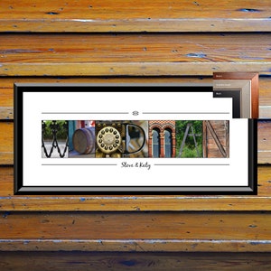 Alphabet Photography Framed Last Name Wall Art, Family Name Sign, Family Gift Ideas, Letter Art Name Picture, Last Name Home Wall Décor