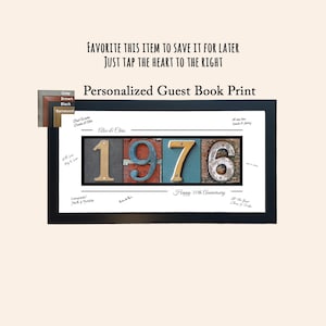 1976 anniversary guestbook alternative for parents with wide white margins for guest signatures and well-wishes.
