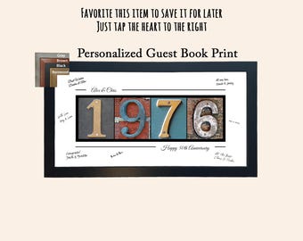 50th Anniversary Gifts for Parents: 1976 Framed Guestbook Alternative Decor