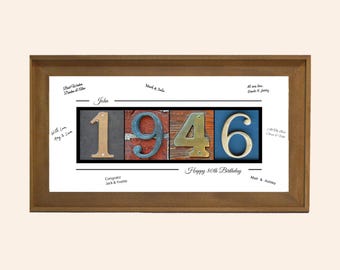 80th Birthday Gifts for Men — Personalized 1946 Alternative Guest Book Print