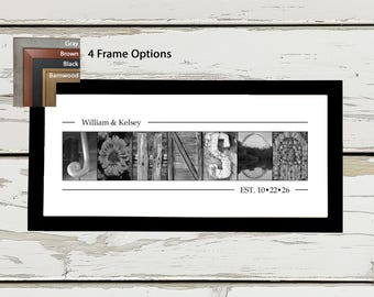 Alphabet Photography Name Sign, Last Name Wall Art, Alphabet Art, Photo Name Sign, Family Gift Ideas, Last Name Photo Sign, Last Name Gifts