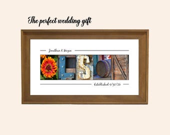Plaque de nom de famille personnalisée | Cadeau de mariage pour couple | Décoration murale familiale personnalisée