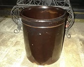Antique Orchard brown glaze stoneware crock