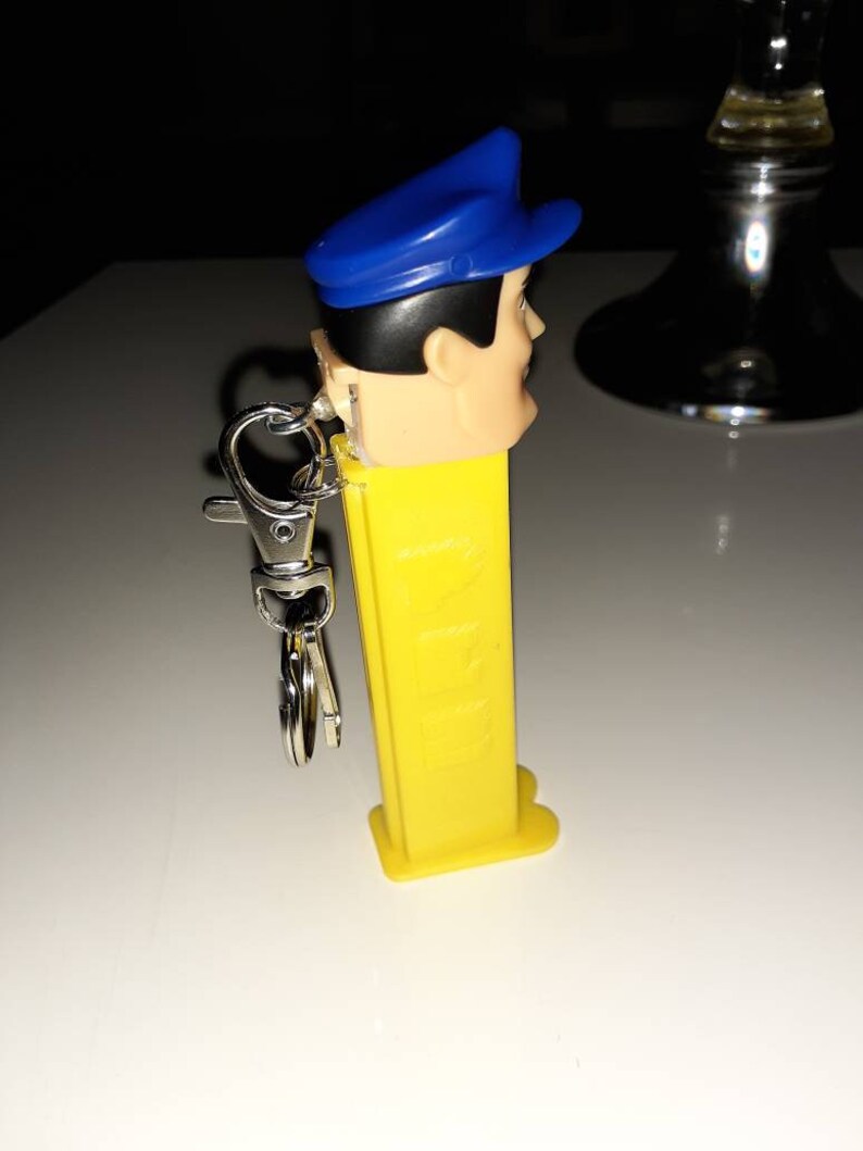Handmade fob charm secret compartment stash keychain wvintage Pez Policeman