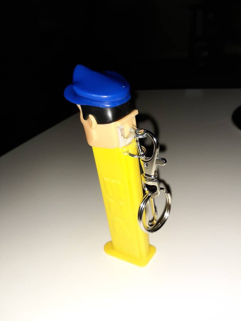 Handmade fob charm secret compartment stash keychain wvintage Pez Policeman