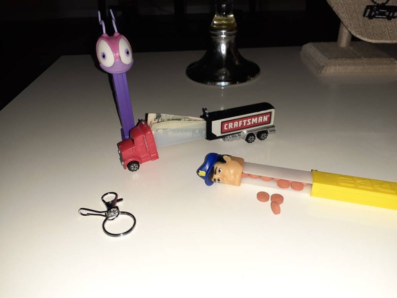Handmade fob charm secret compartment stash keychain wvintage Pez Policeman