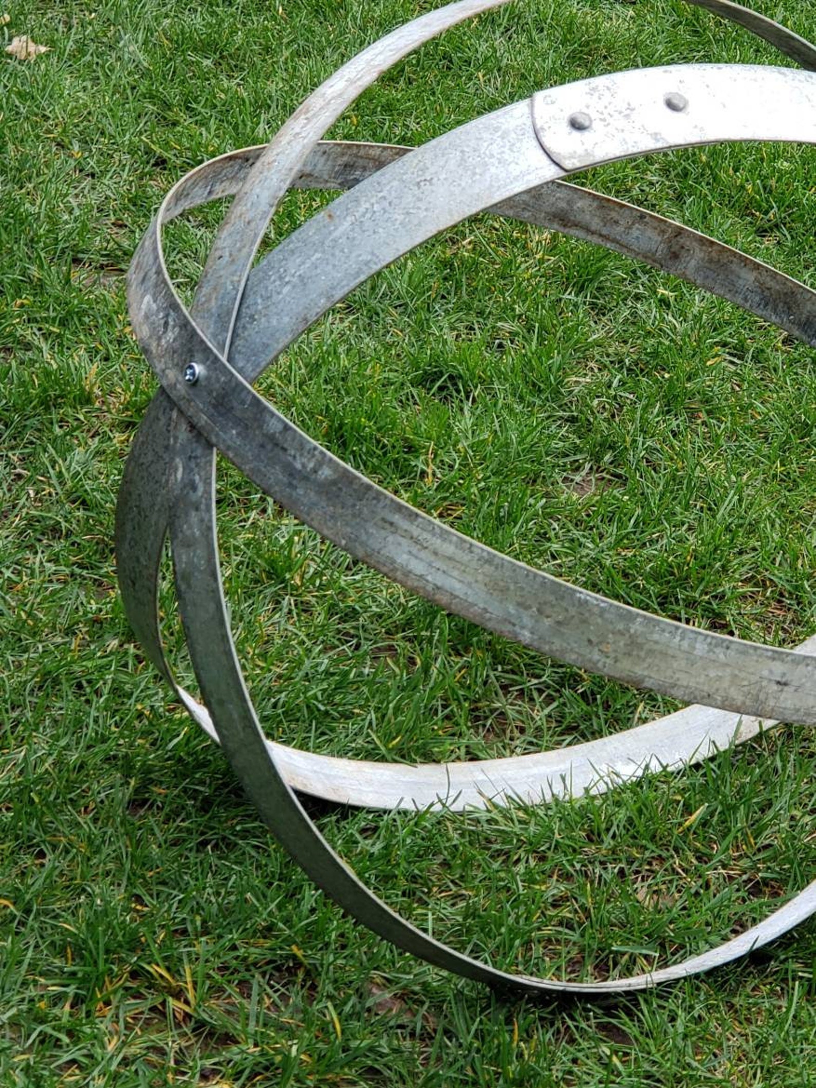 Vintage Wine Barrel Hoop Sphere Handmade Garden Art Rustic Etsy