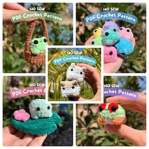 5 Padrões - PACOTE | Pacote de Padrões de Pelúcias de Crochê | Padrões PDF de Sapos e Hamsters de Crochê Sem Costura | Amigurumi para Iniciantes