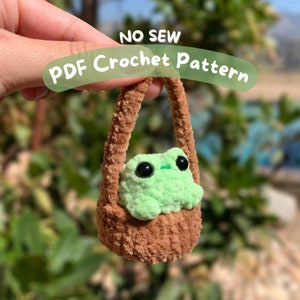 No-Sew Crochet Frog in a Basket 2-in-1 PDF PATTERN | Car Hanger Chunky Frog Pattern