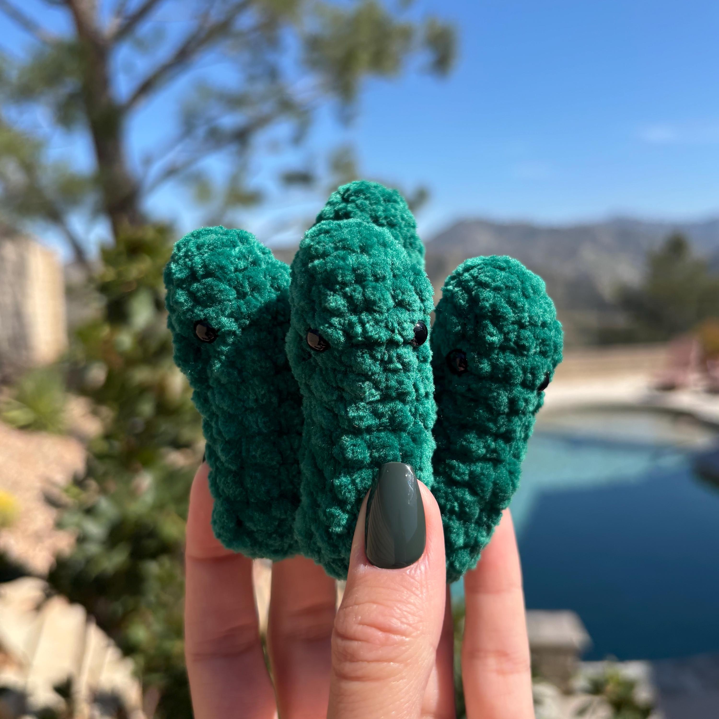 Teeny Tiny Pickle Keychain Crochet Pattern