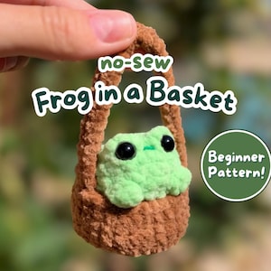 No-Sew Crochet Frog in a Basket 2-in-1 PDF PATTERN | Car Hanger Chunky Frog Pattern