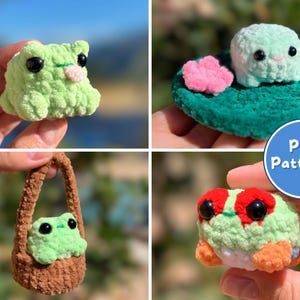 PACCHETTO di modelli di peluche a forma di rana all'uncinetto - Amigurumi senza cuciture (schemi PDF) immagine 1