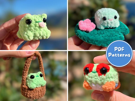 Crochet Frog Plushie Patterns BUNDLE – No-Sew Amigurumi (PDF Patterns)