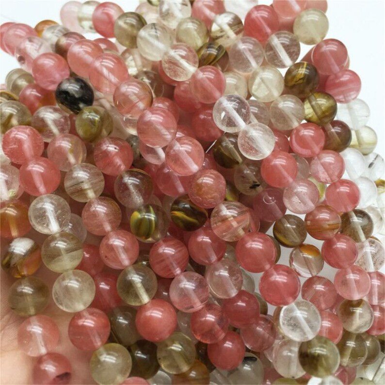 8mm 10mm Cherry Quartz Round Beads Multi Color Gemstone Etsy