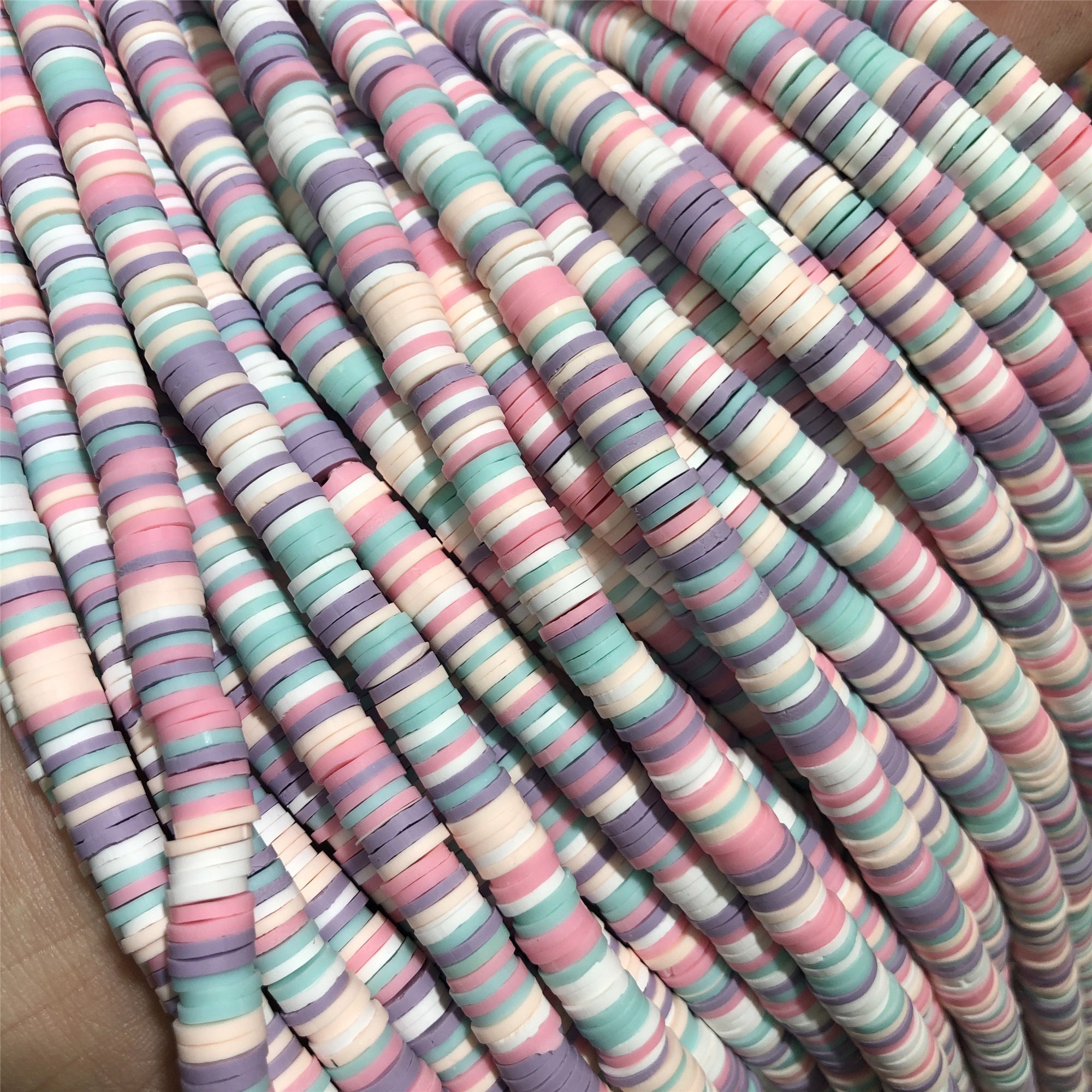 2 Strands, 16, Vinly Beads, Bulk Polymer Beads, Polymer Clay Beads, Heishi  Beads, 5mm Round Rondelle Disc Beads for Bracelet, Necklace 