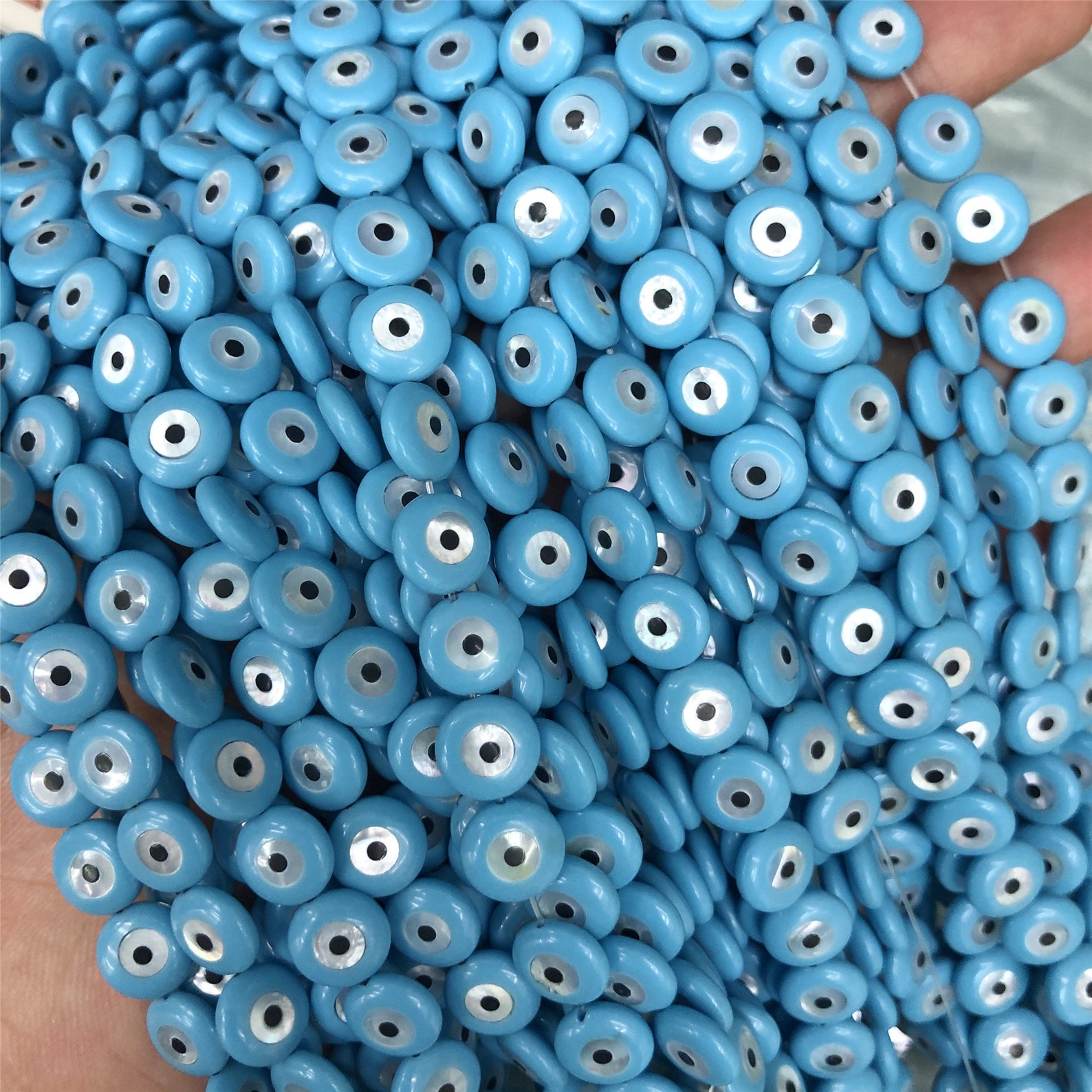 5 Pcs 8mm Mother of Pearl Evil Eye Beads Evil Eye Beads Etsy