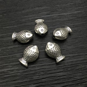 Bulk 40 pcs Fish Shape Beads , Fish Charms,  Antique Silver Tone14X10.5mm Jewelry Findings