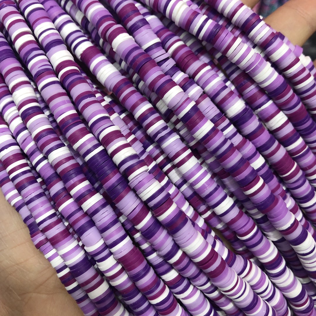 6mm Rainbow Rubber Disc Heishi Beads, Colorful Round Polymer Beads, African Disc Beads Wholesale