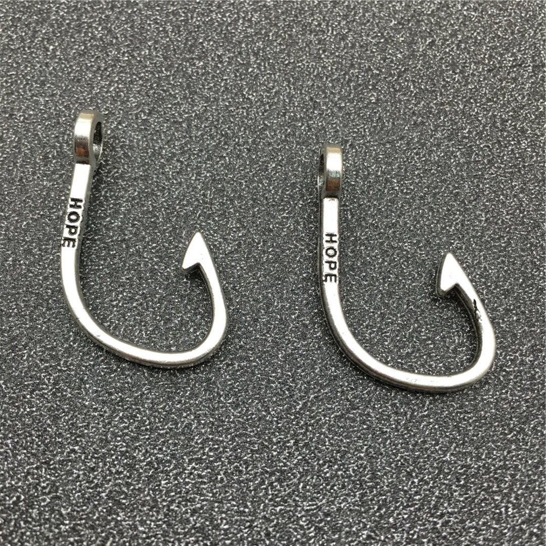 Bulk 50 Antique Silver Fish Hook Pendants Fish Hook Charms Etsy