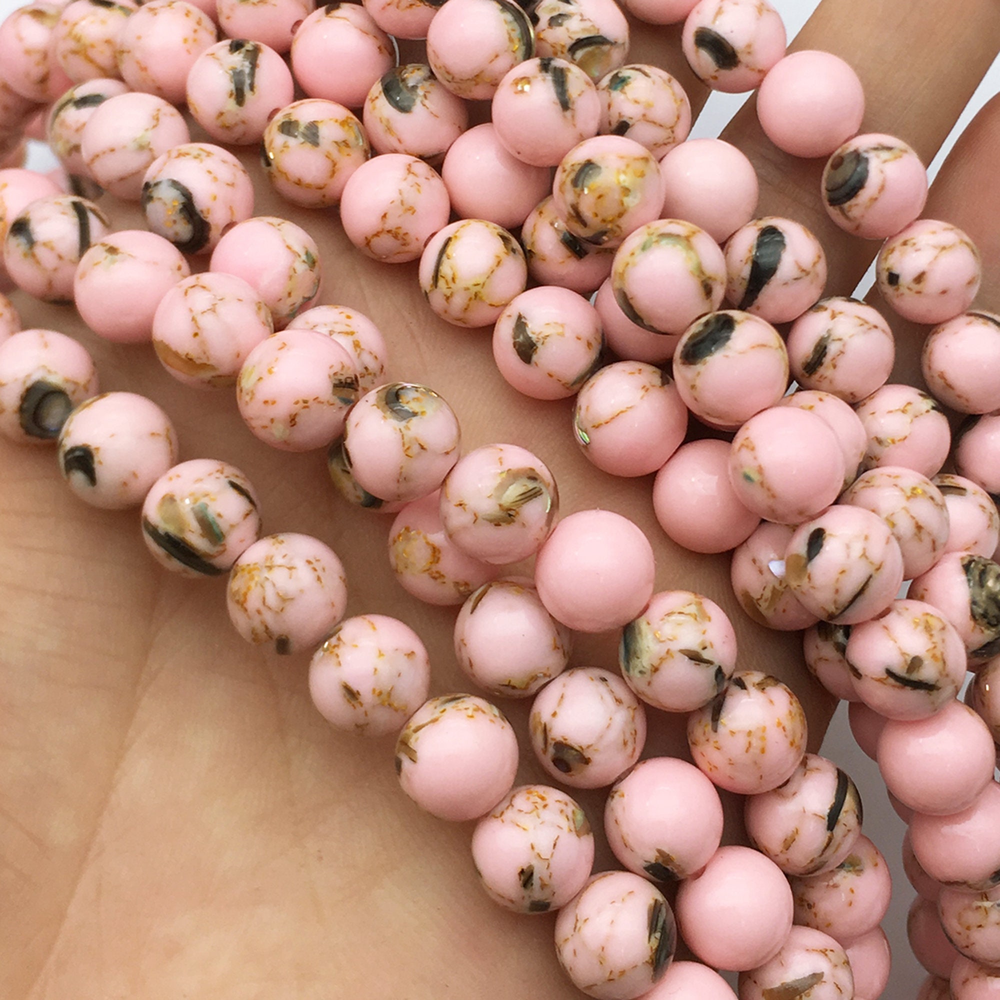 15x14mm 5PCS Pink Golden Sand Plum Blossom Shape Pink Beads for Jewelry  Making DIY Earrings bracelet necklace Accessories