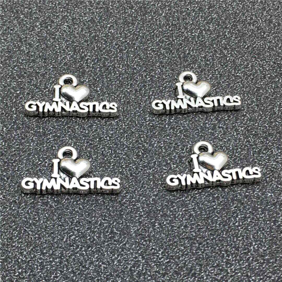 Bulk 50 Pcs Gymnastics Charms , Gymnastics Pendant, I Love Gymnastics